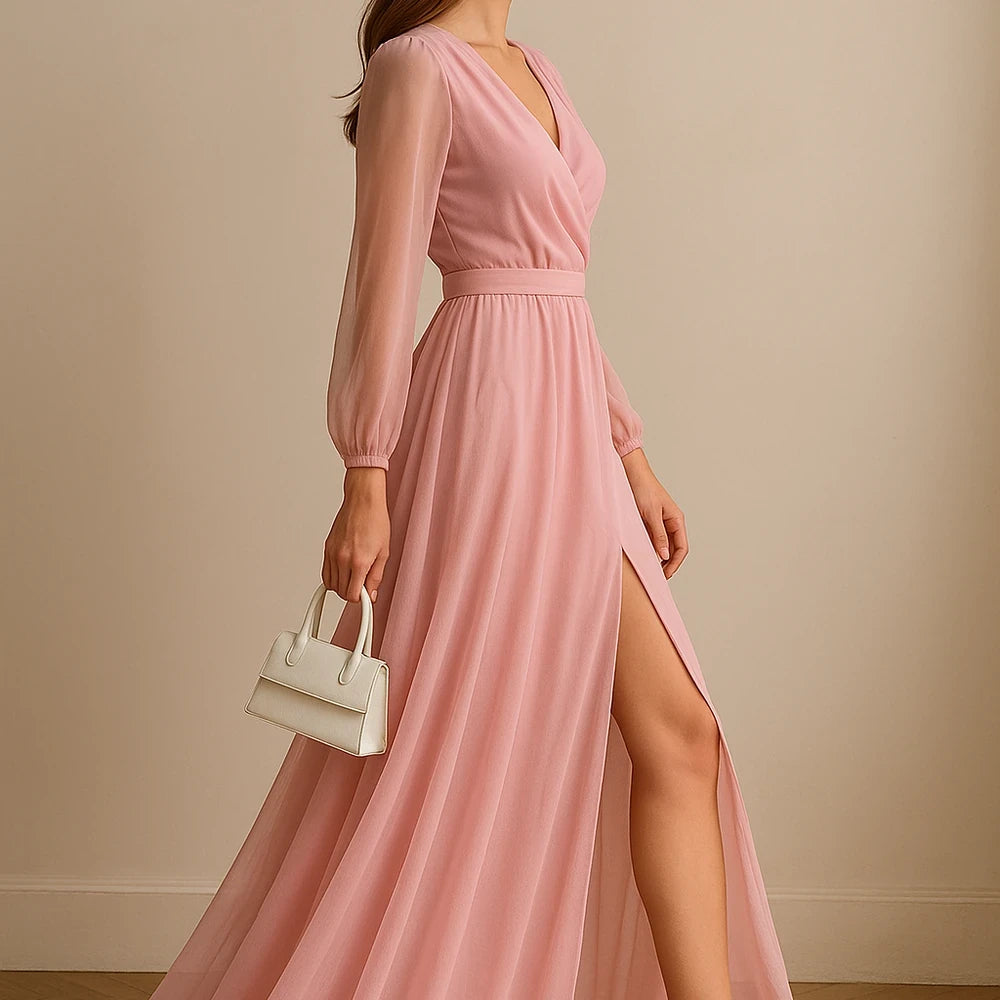 Elegant Flowing Long Dress with Slit
