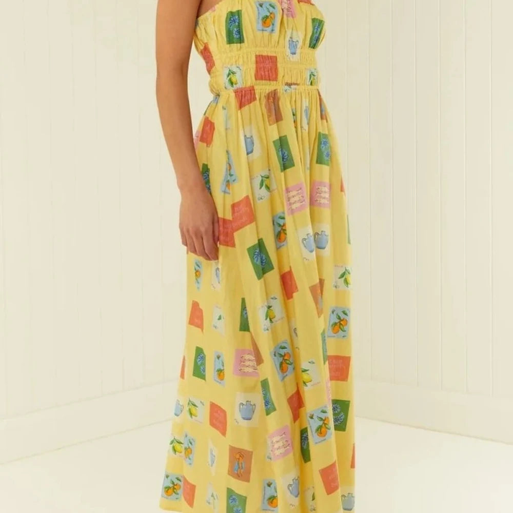 Printed Square Neck Maxi Cami Dress