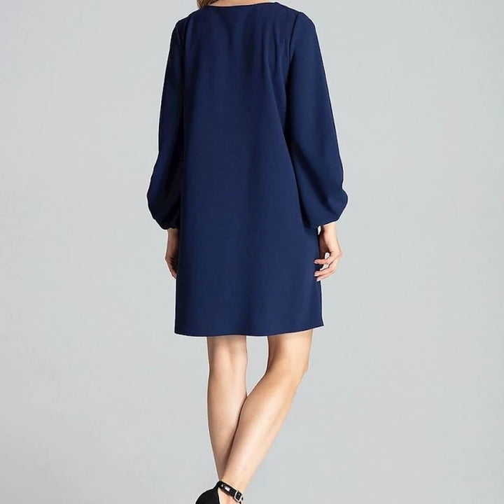 Navy Blue Trapeze Midi Dress