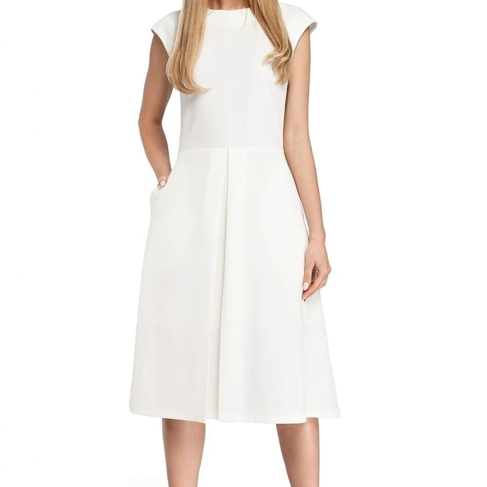 Classic Midi Dress with Pleated Skirt