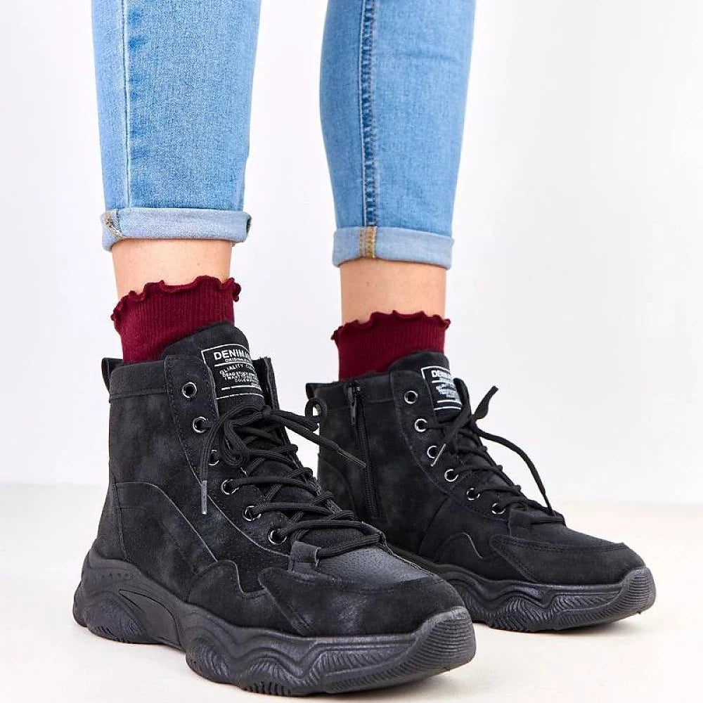 Black Fur-Lined Suede Ankle Boots