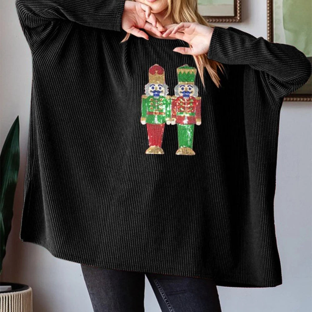 Sequin Ribbed Long Sleeve Top