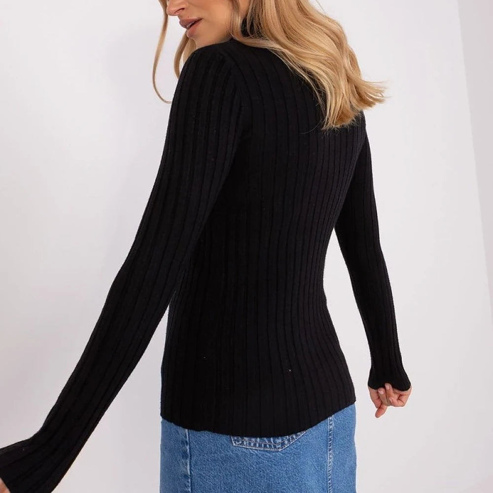 Ribbed Turtleneck Sweater with Soft Viscose
