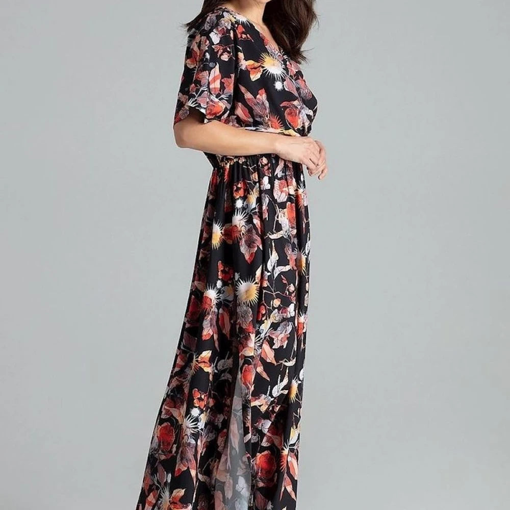 Long Floral Dress with Kimono Sleeves