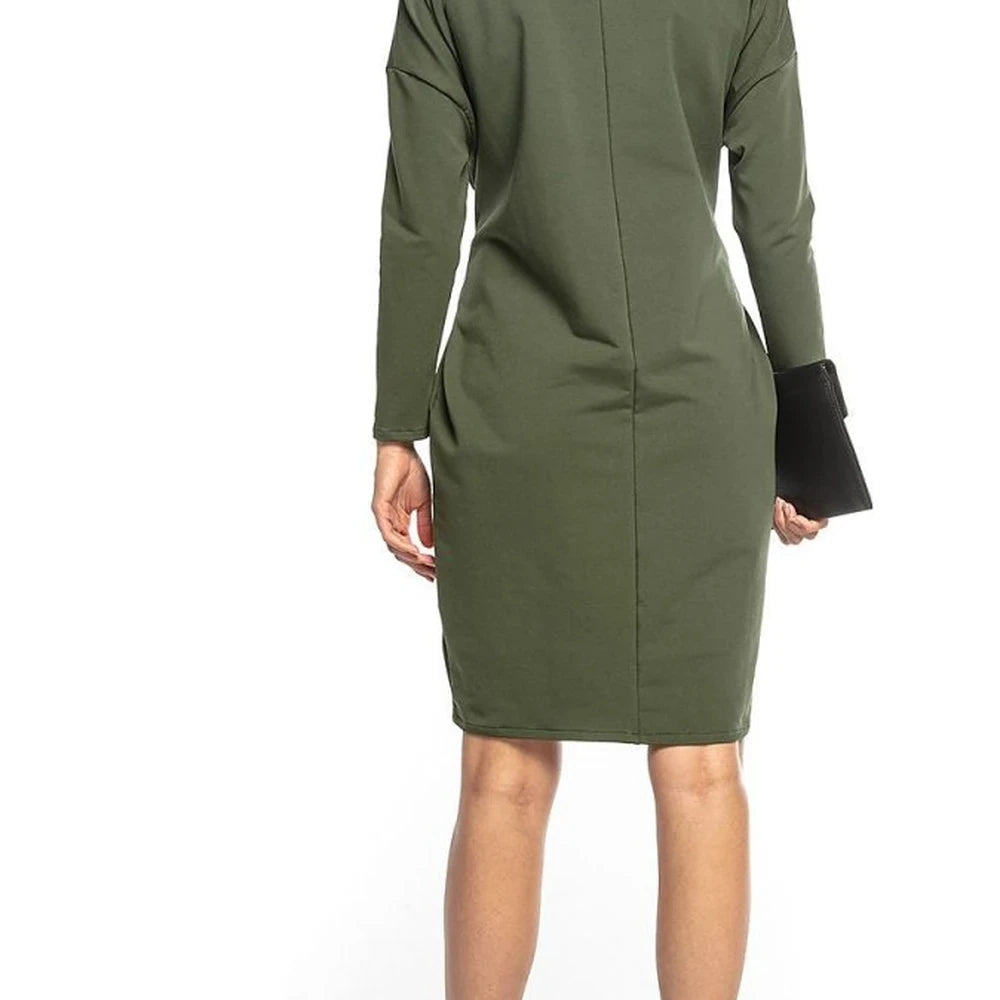 Midi Dress with Tie Belt in Cotton Knit
