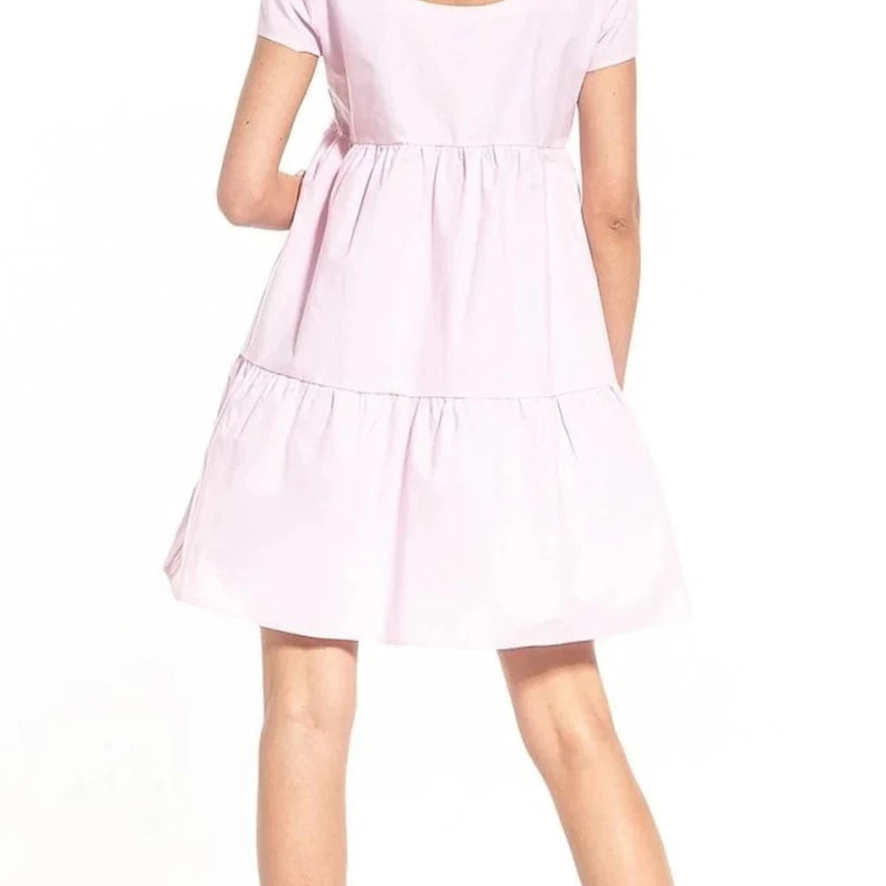 Boat Neck Short Sleeve Cotton Dress