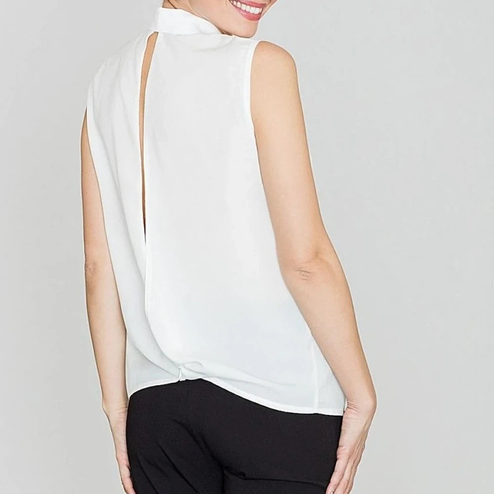 Sleeveless Shirt with Pearl Details