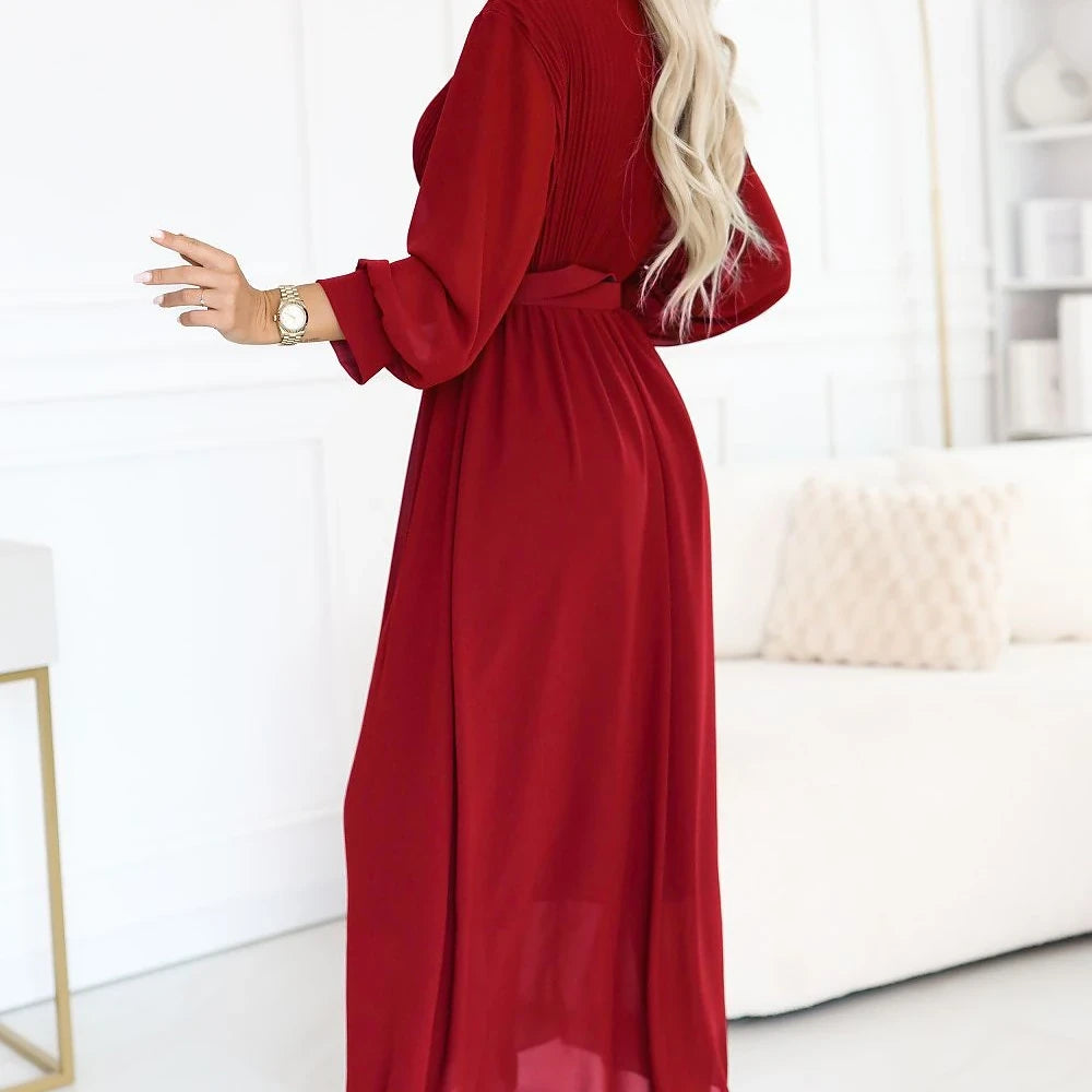 Elegant Burgundy Maxi Dress