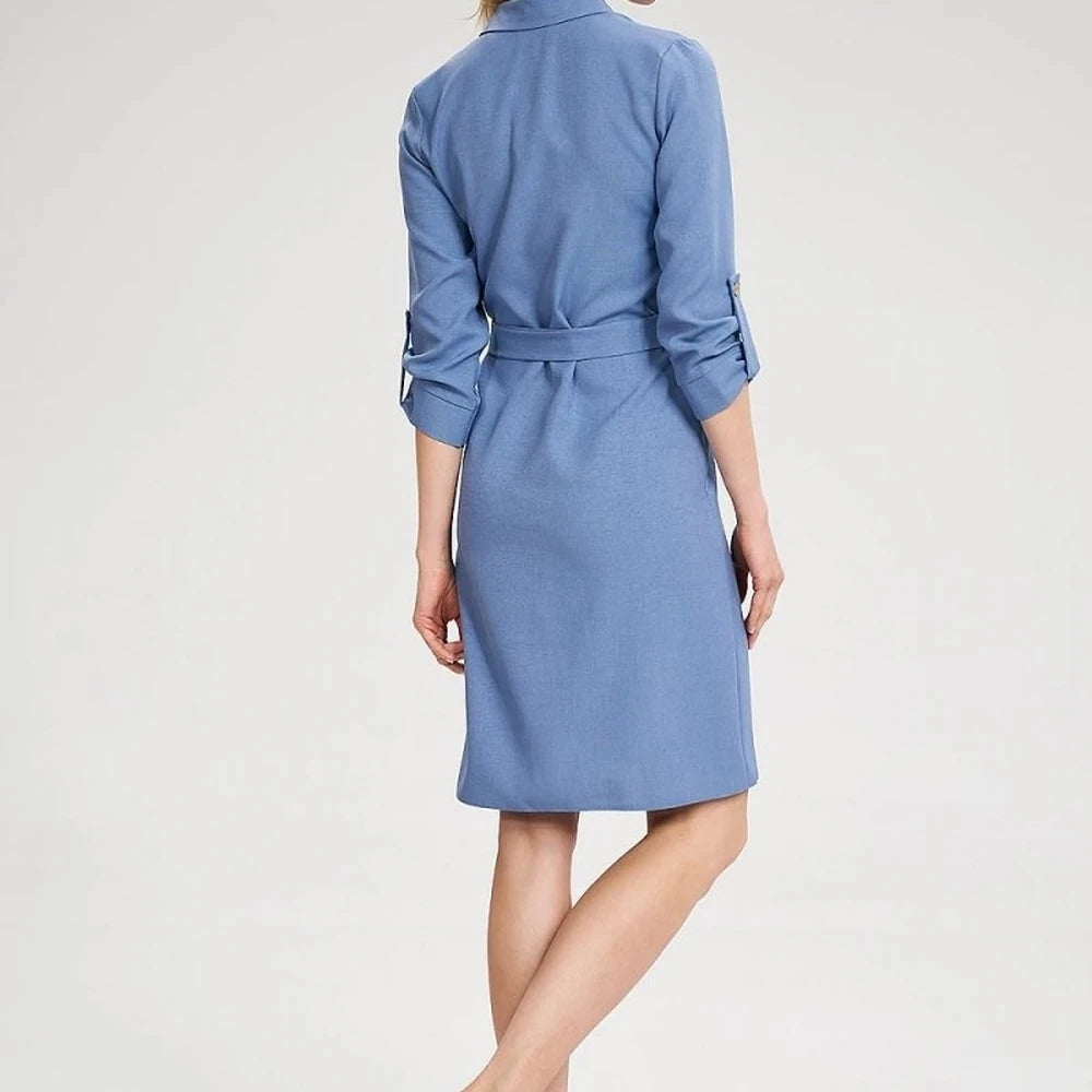 Women's Long Sleeve Shirt Dress with Belt