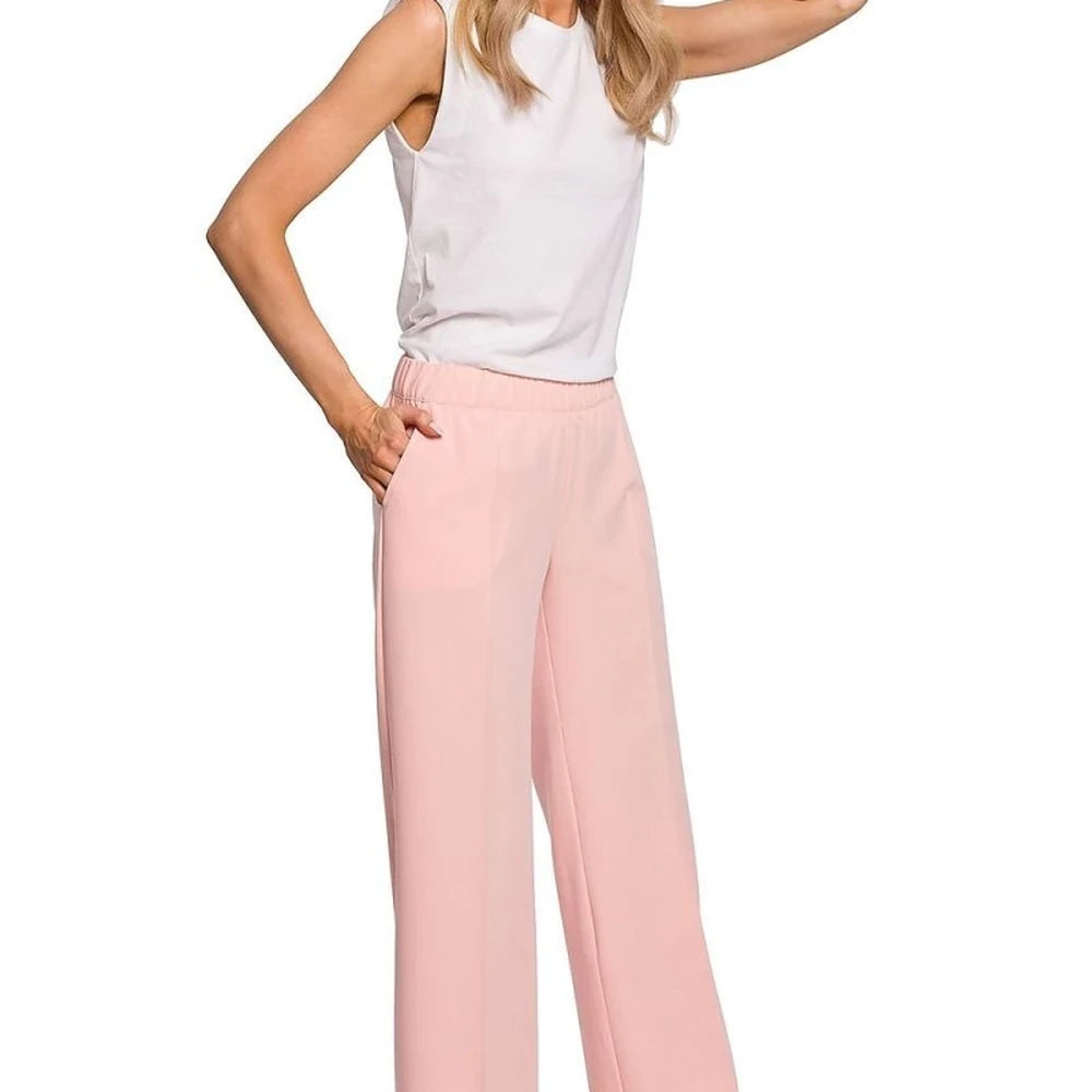 Wide Leg Trousers with Elastic Waistband