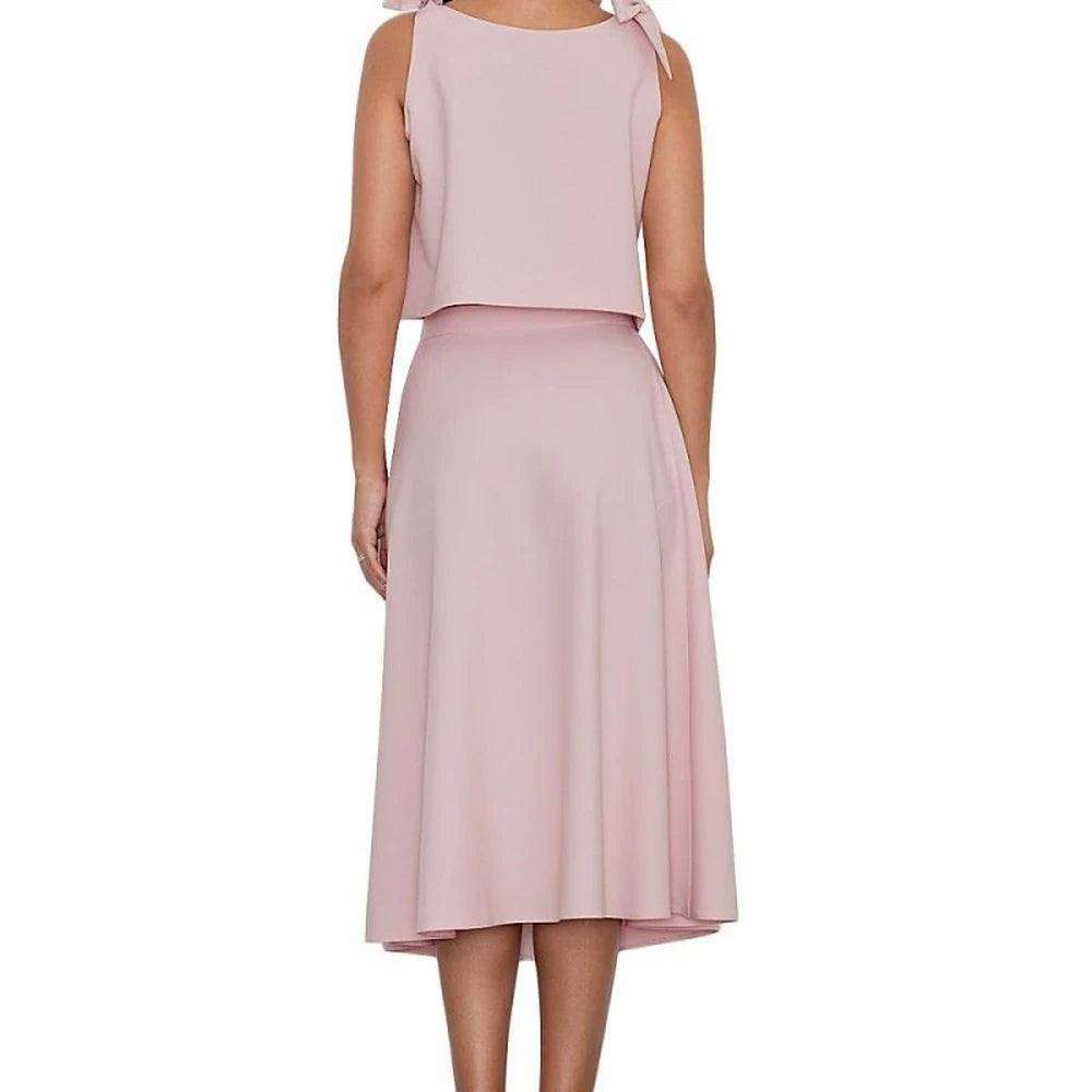 Stylish Skirt Set with Loose Top - Beige