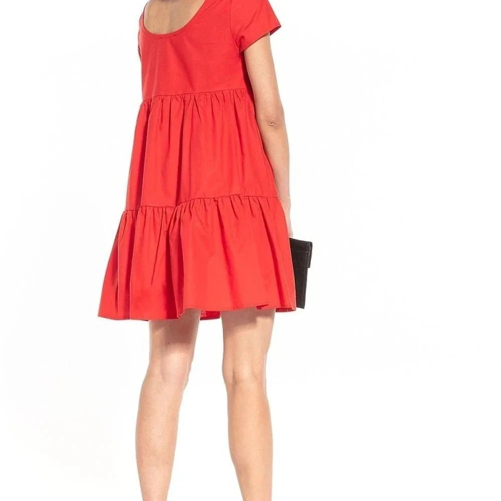 Boat Neck Short Sleeve Cotton Dress