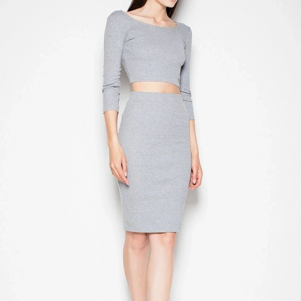 Cotton Crop Top and Pencil Skirt Set