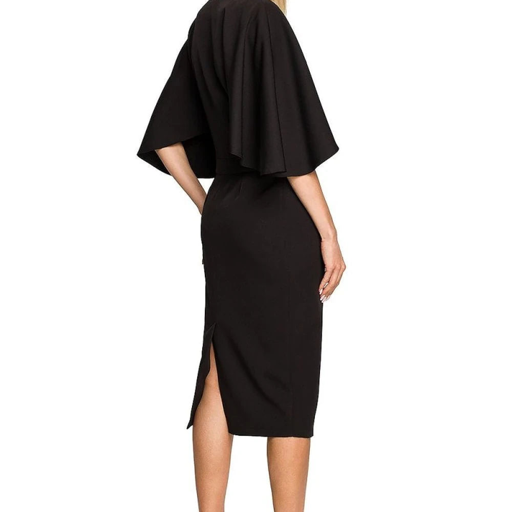 Knee-Length Cocktail Dress with Ruffled Sleeves