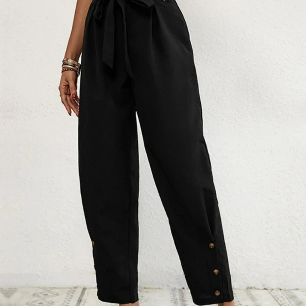 Women's Cropped Pants with Tie Waist