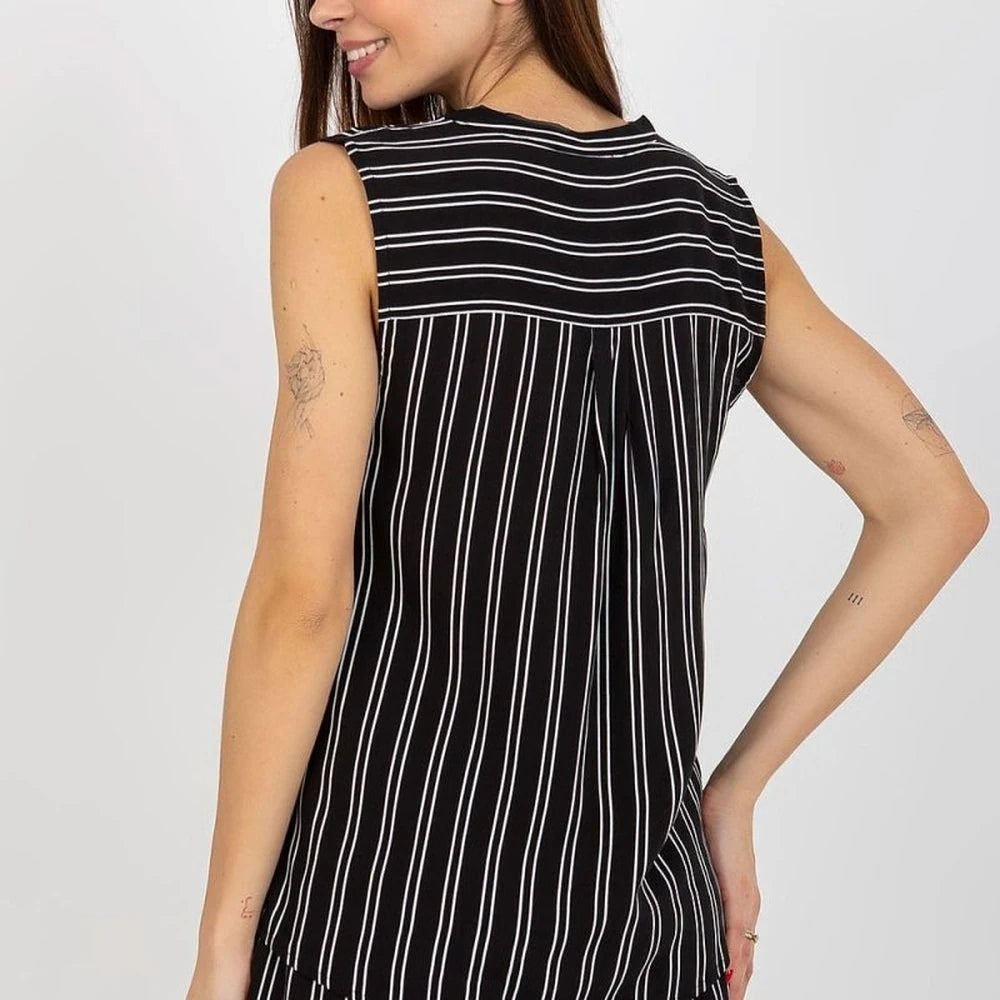Heart Neck Sleeveless Viscose Blouse