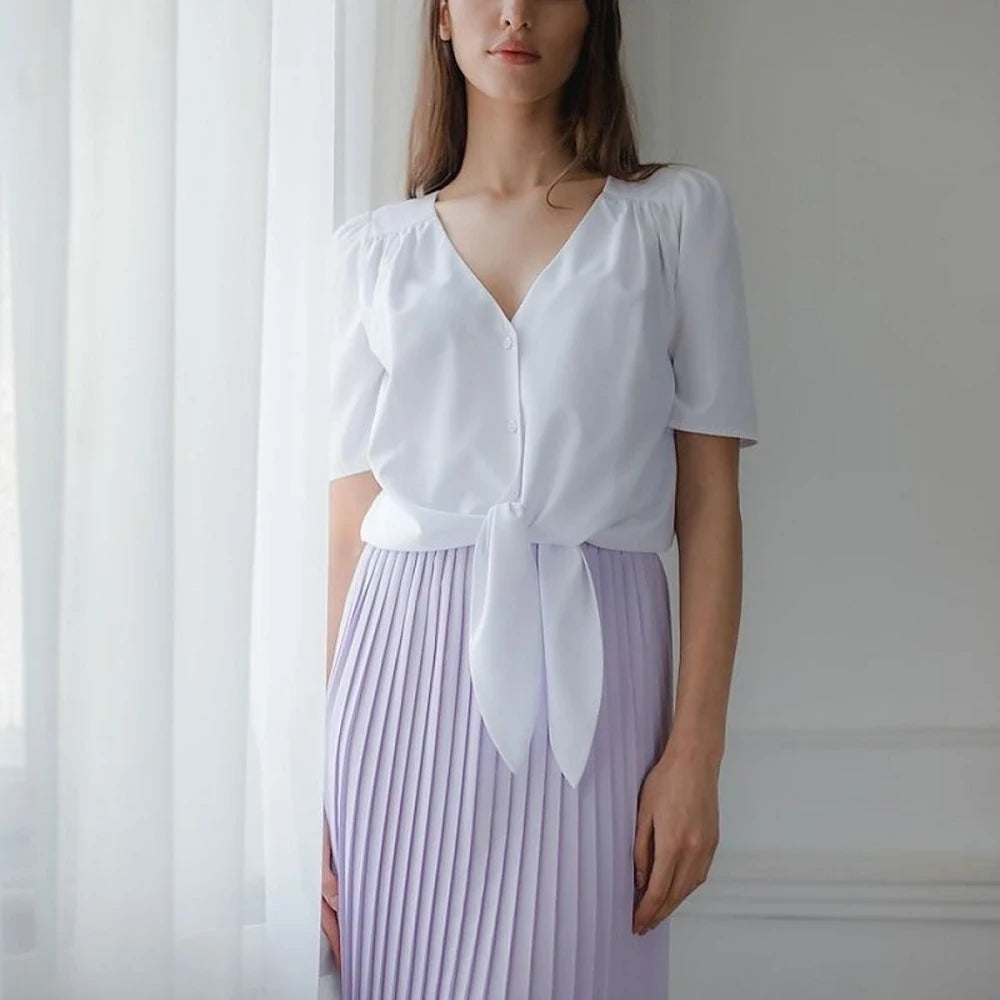 Short Sleeve Heart Neck Shirt