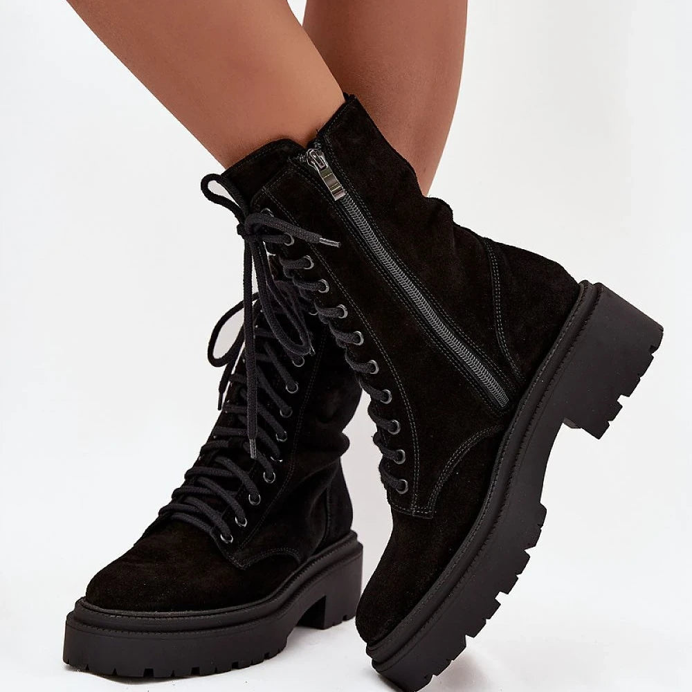 Women's Suede Work Boots with Warm Lining