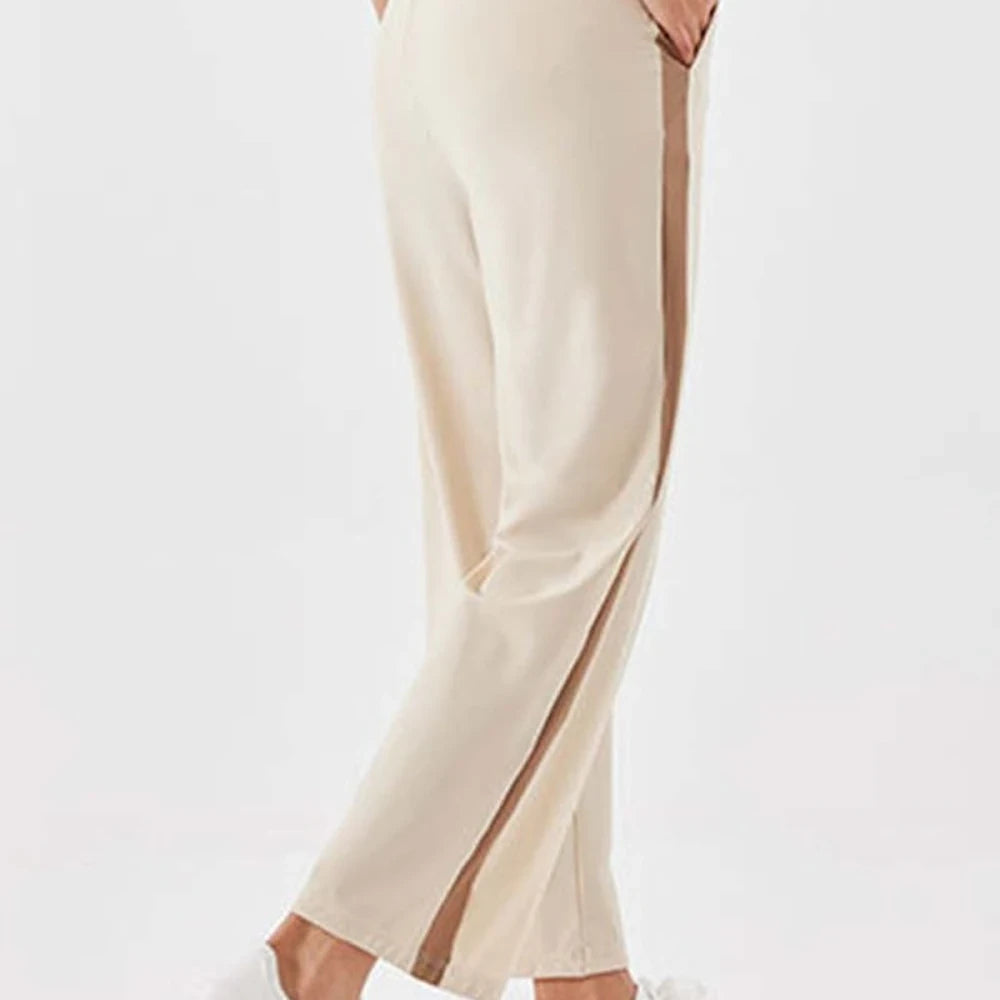 Solid Seam Detail Sporty Long Pants