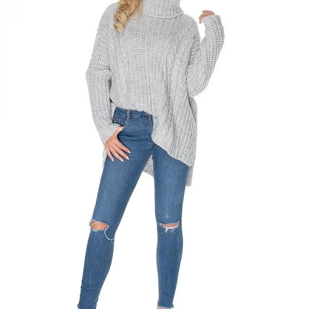 Oversize Wool Blend Turtleneck Sweater
