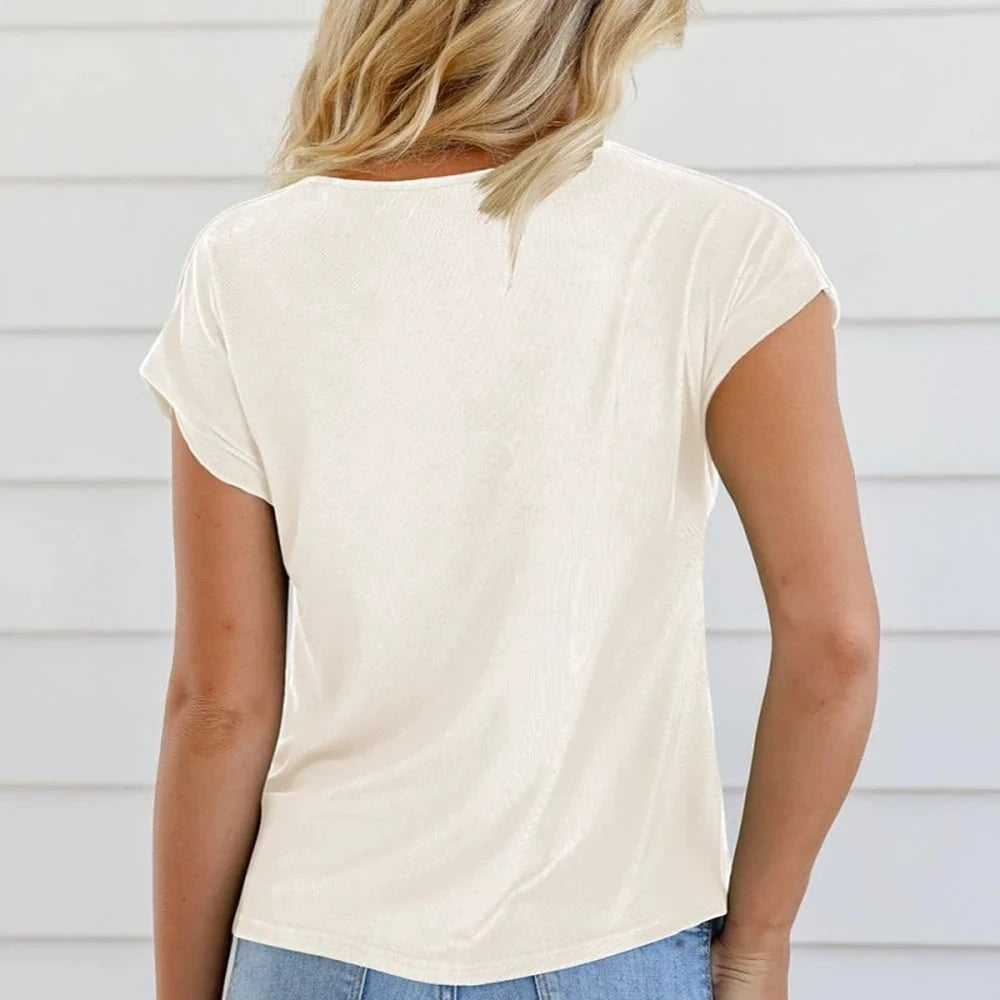 Cowl Neck Short Sleeve Top