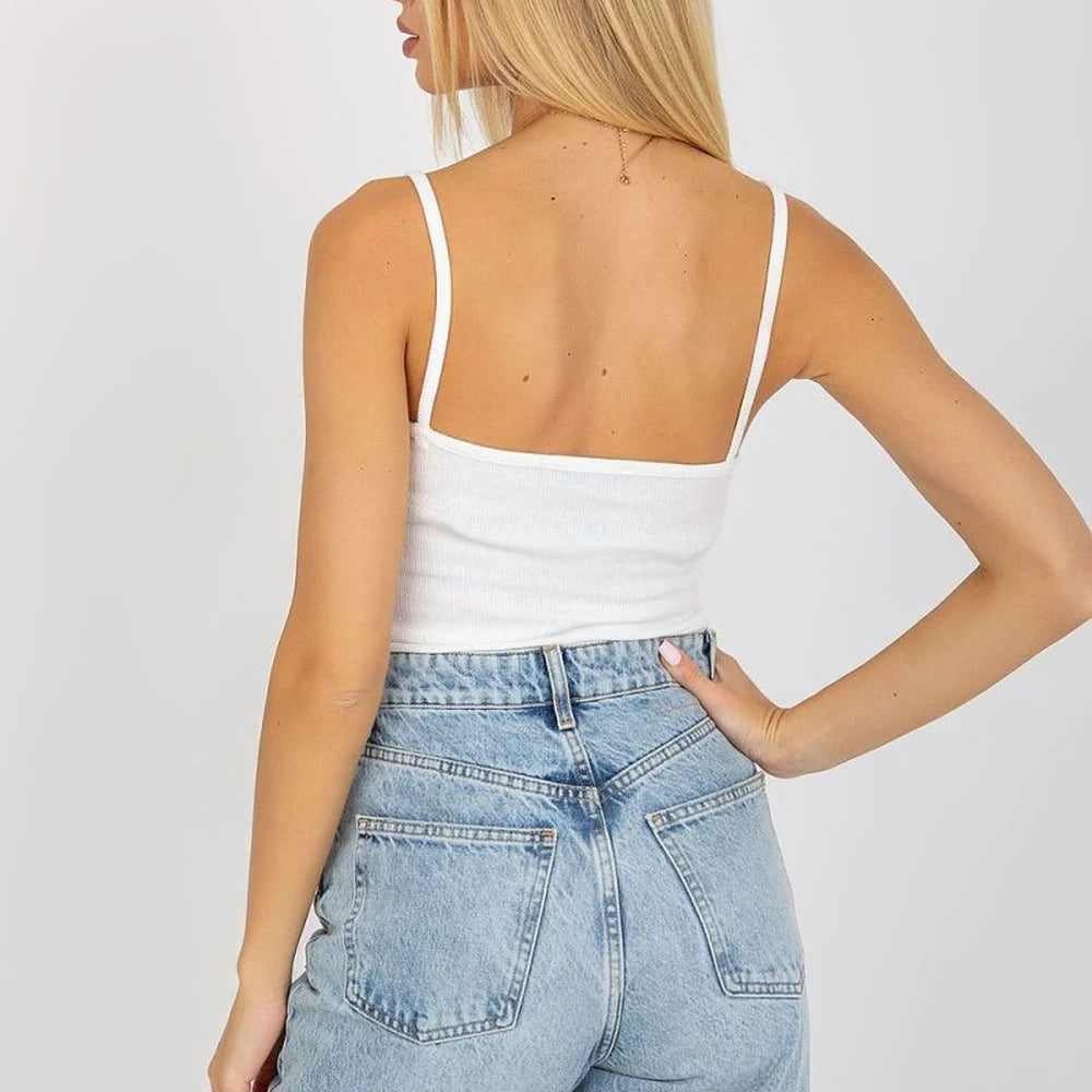 Ribbed T-Shirt with Lace Trim - Cotton Spandex