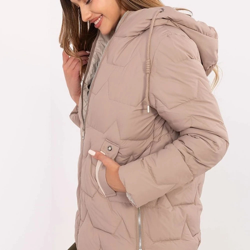 Quilted Detachable Hood Down Jacket