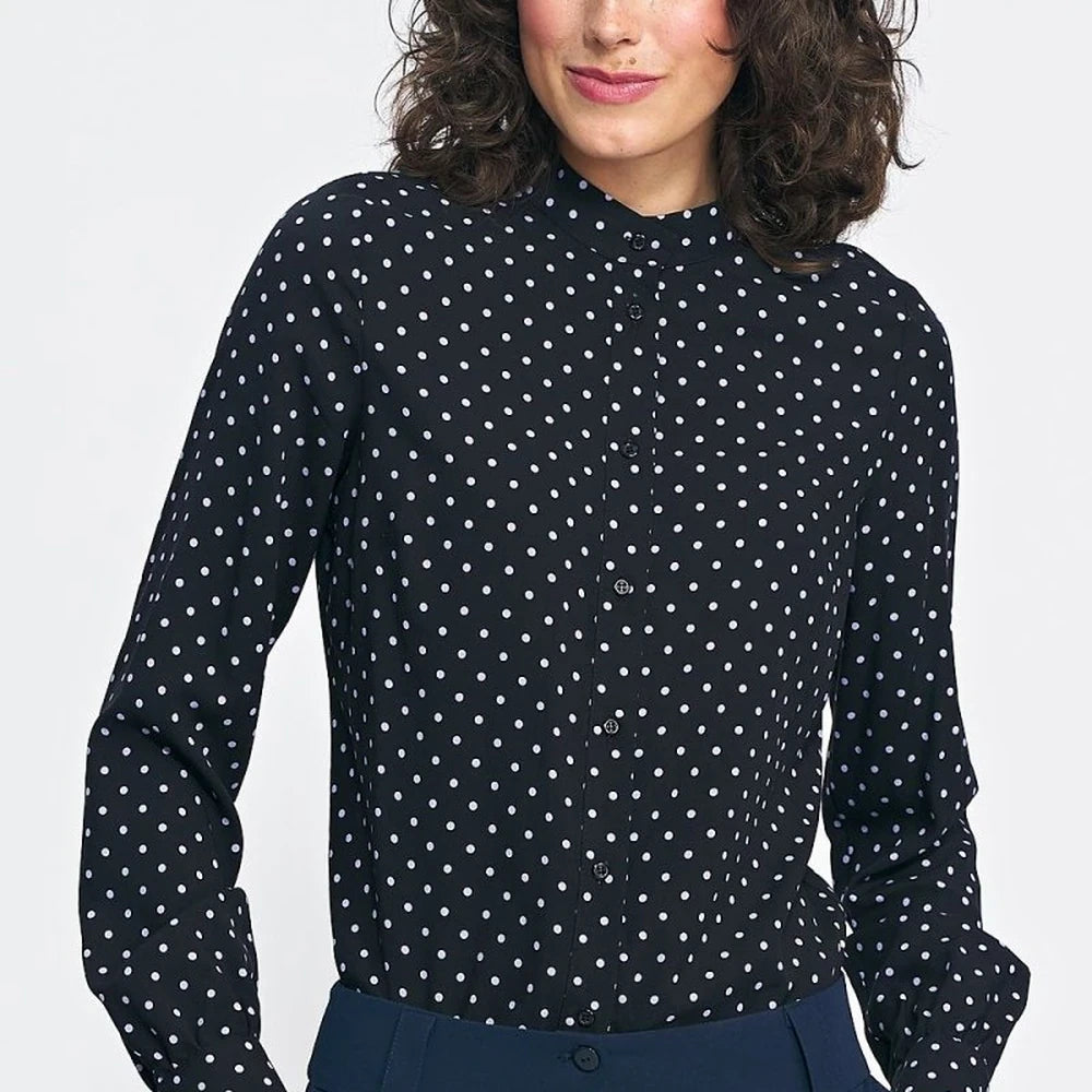 Long Sleeve Viscose Button-Down Shirt