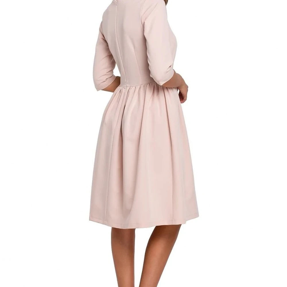 Flared Midi Dress with Zipper and Darts
