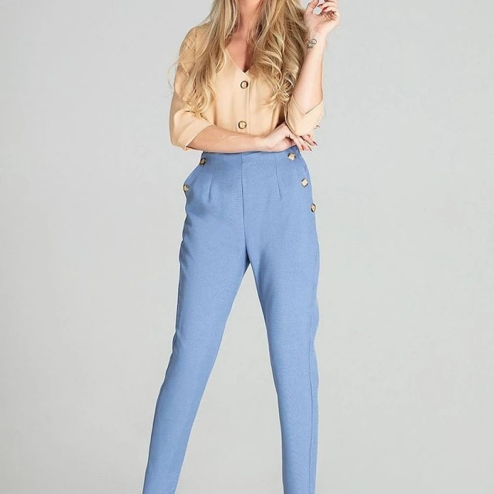 Checked Trousers with Tapered Legs