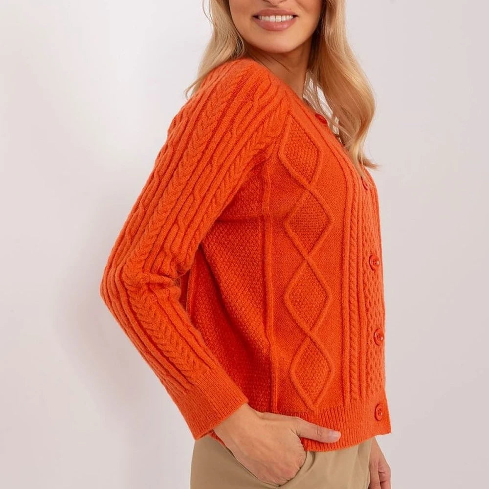 Variegated Texture Round Neck Cardigan