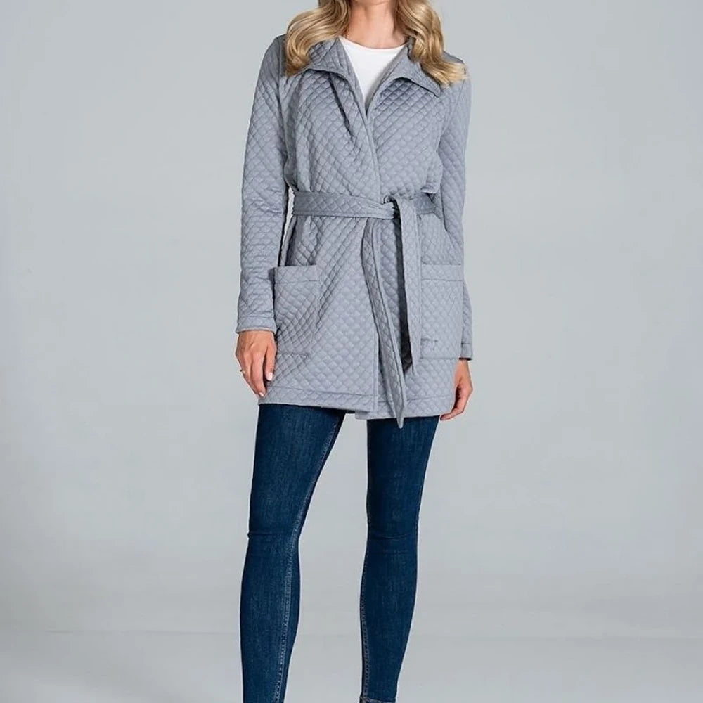 Quilted Belted Coat with Collar