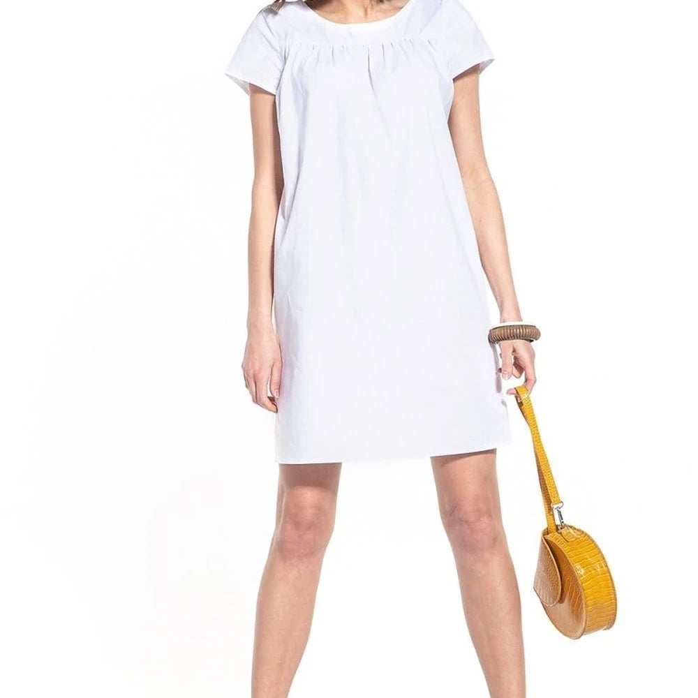 Boat Neck Short Sleeve Cotton Day Dress