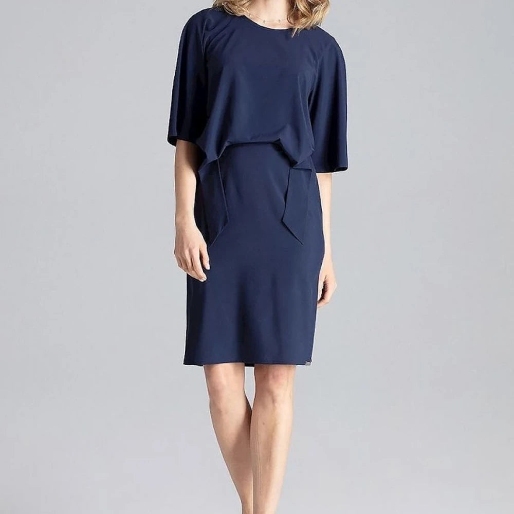 Yellow Knee-Length Dress with Elastic Waist