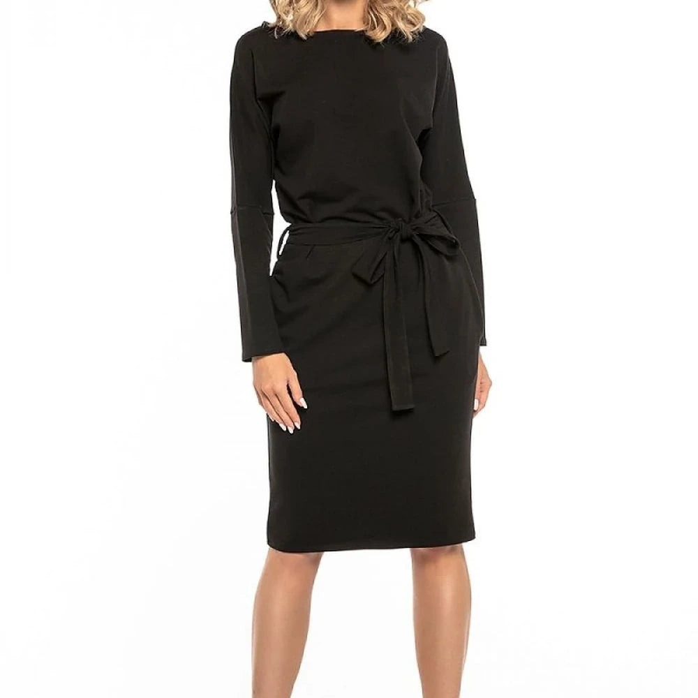 Red Cotton Knit Day Dress with Belt