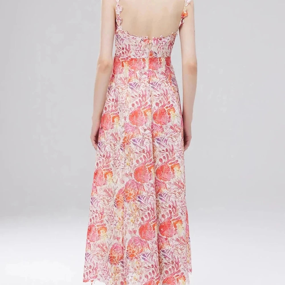 Floral Lace V-Neck Midi Dress