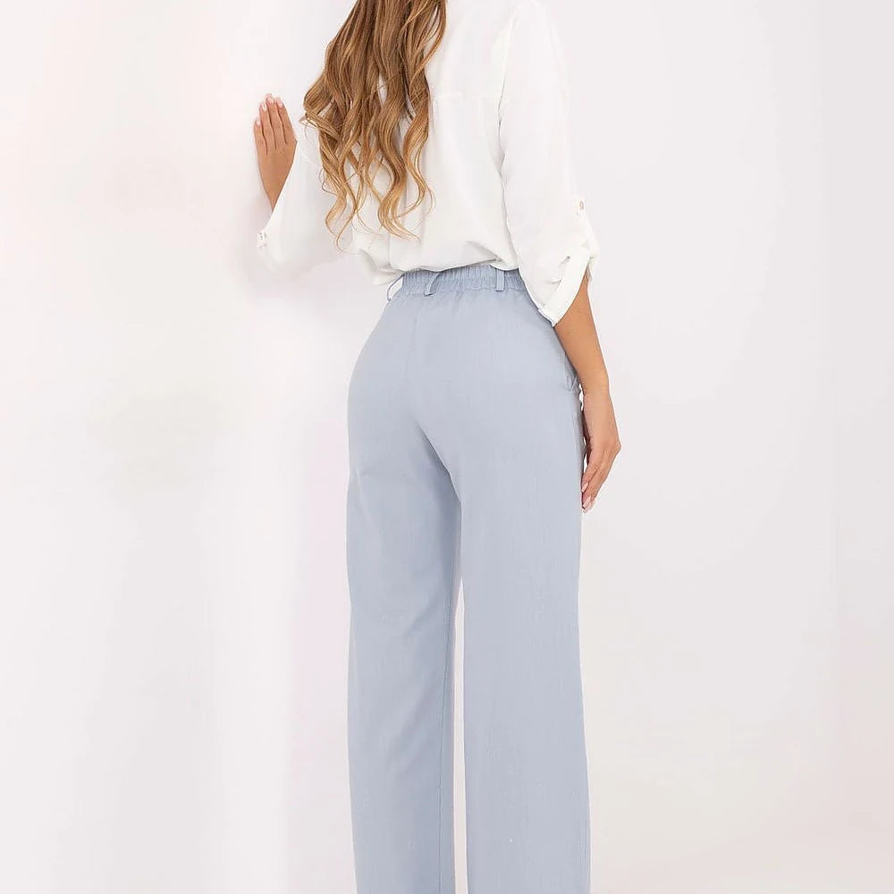 Blue High-Waisted Wide Leg Trousers