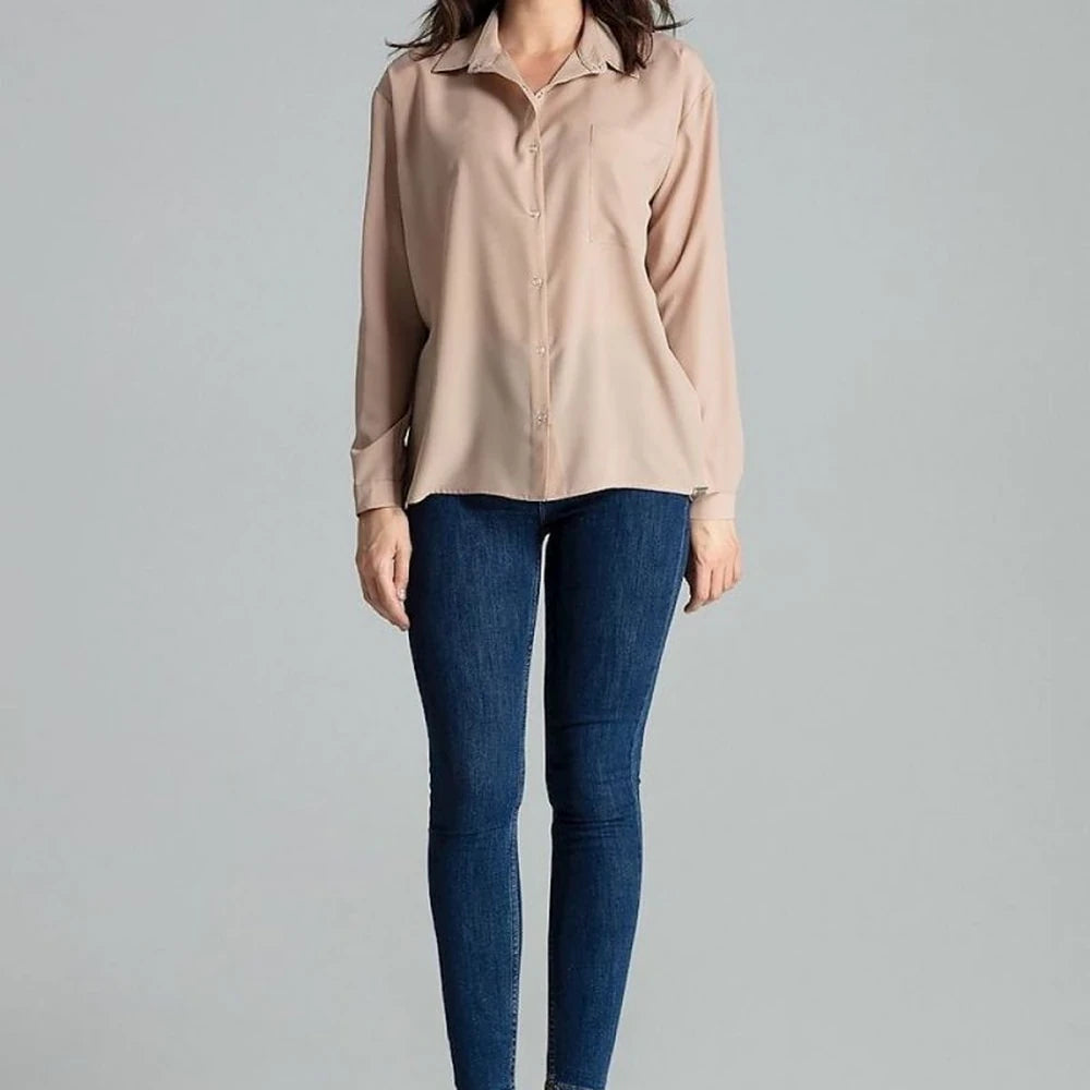 Long Sleeve Button-Up Shirt with Pocket