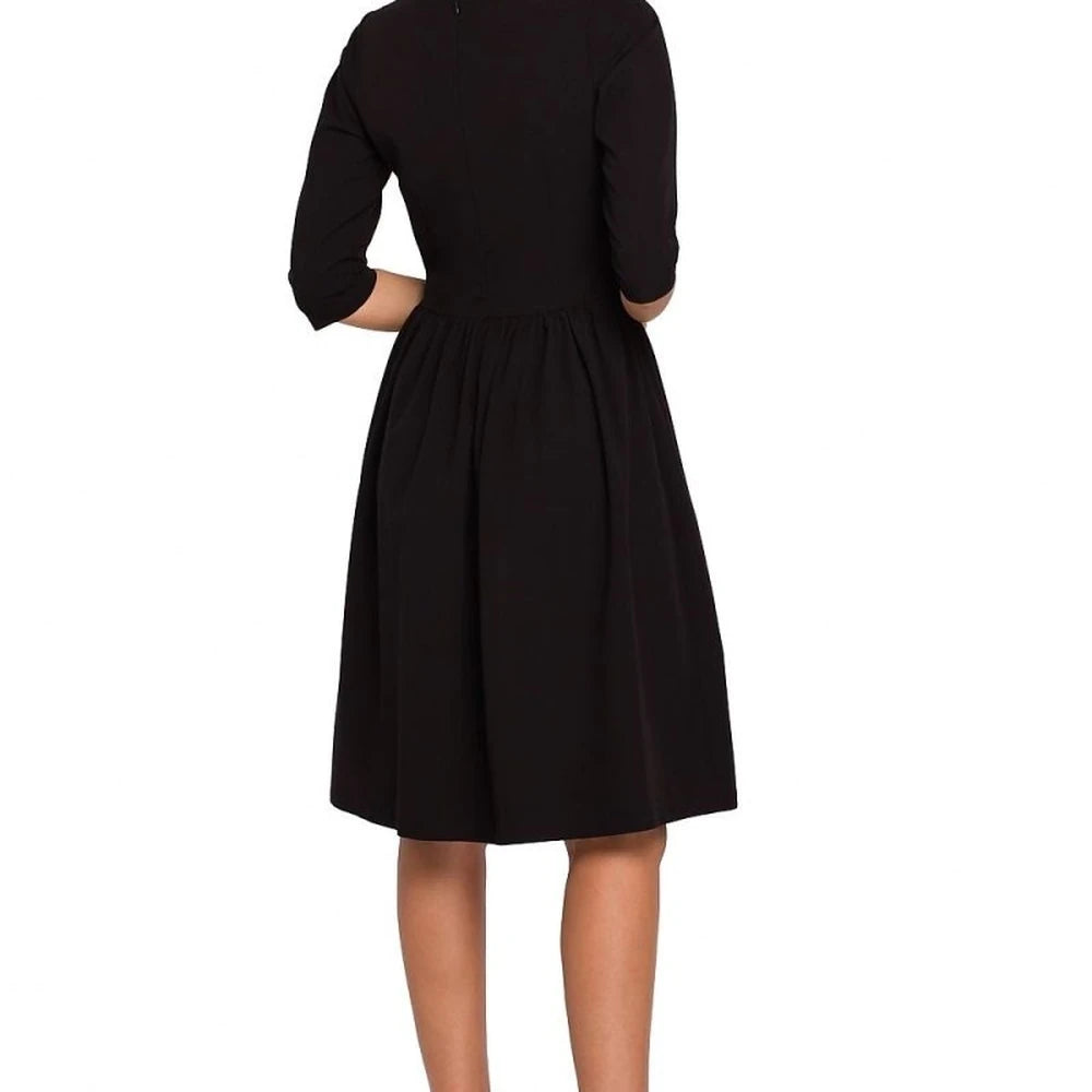 Flared Midi Dress with Zipper and Darts