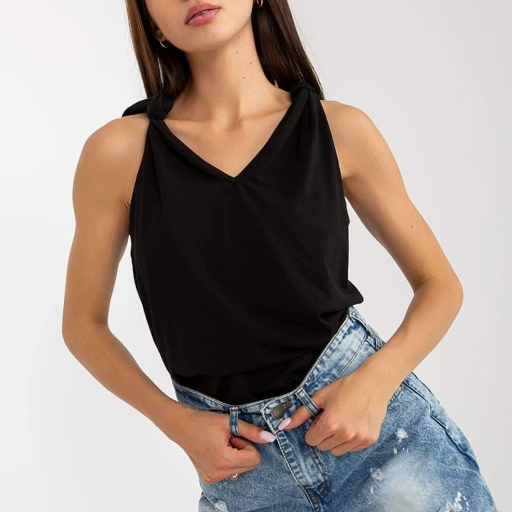 Women's Cotton Spandex Strapless V-Neck Top