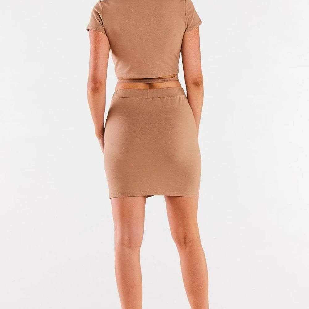 Mini Skirt with Elastic Waistband and Slit