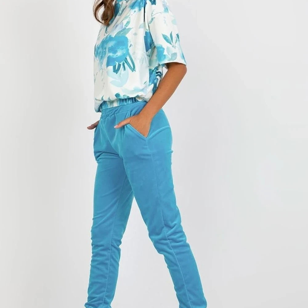 Velour Blouse and Pants Set