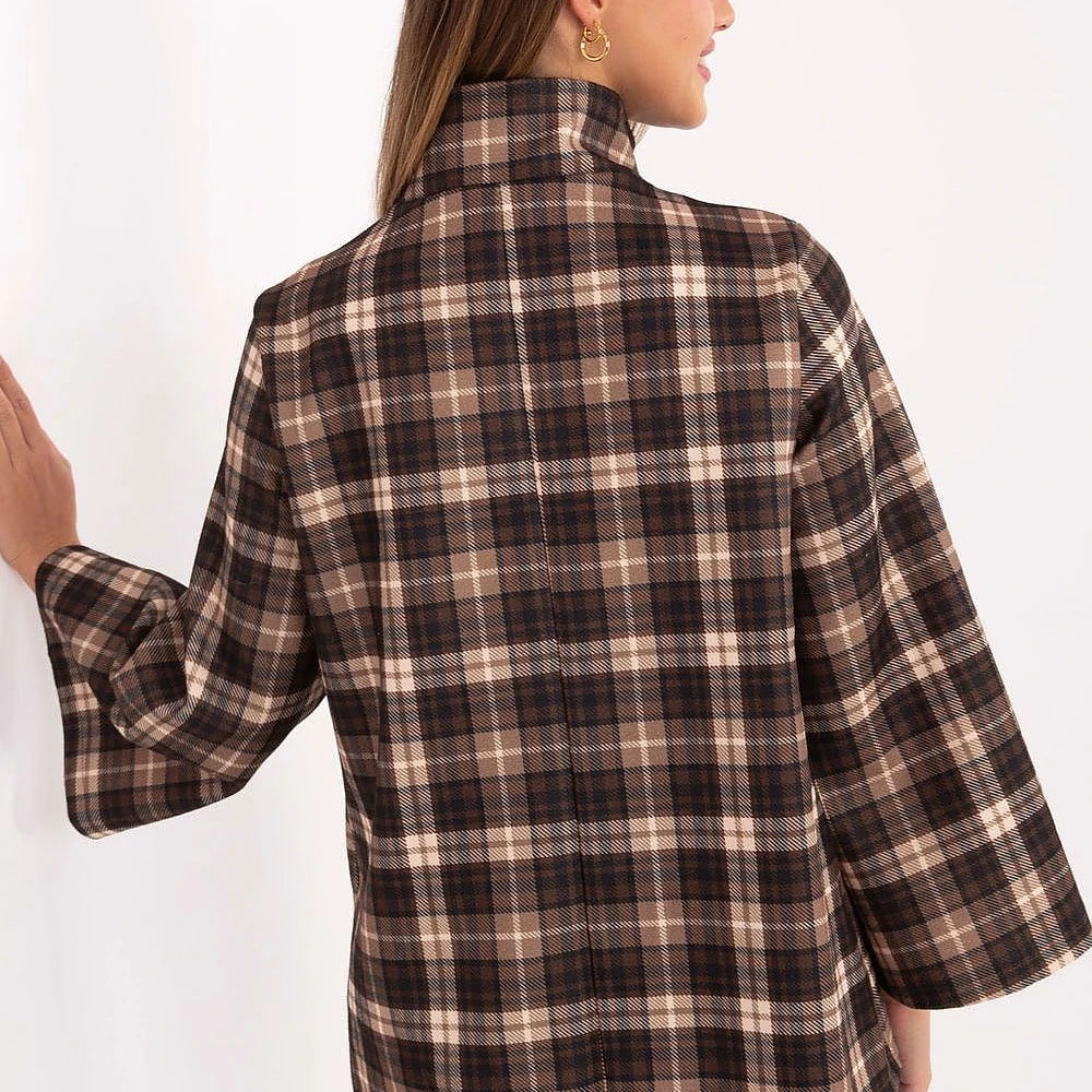 Women's Plaid Wool Blend Coat