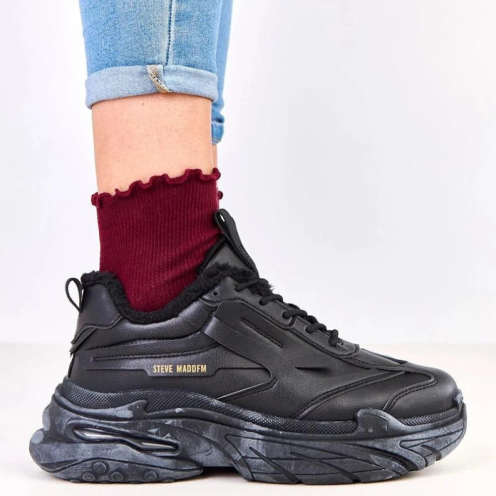 Black Fur Lined Sport Shoes