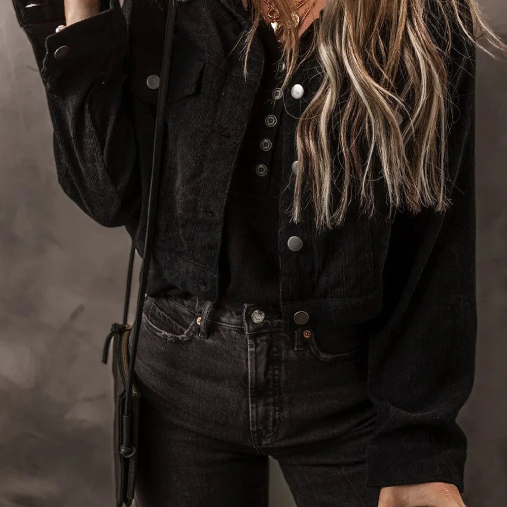 Fuzzy Collared Button Down Jacket