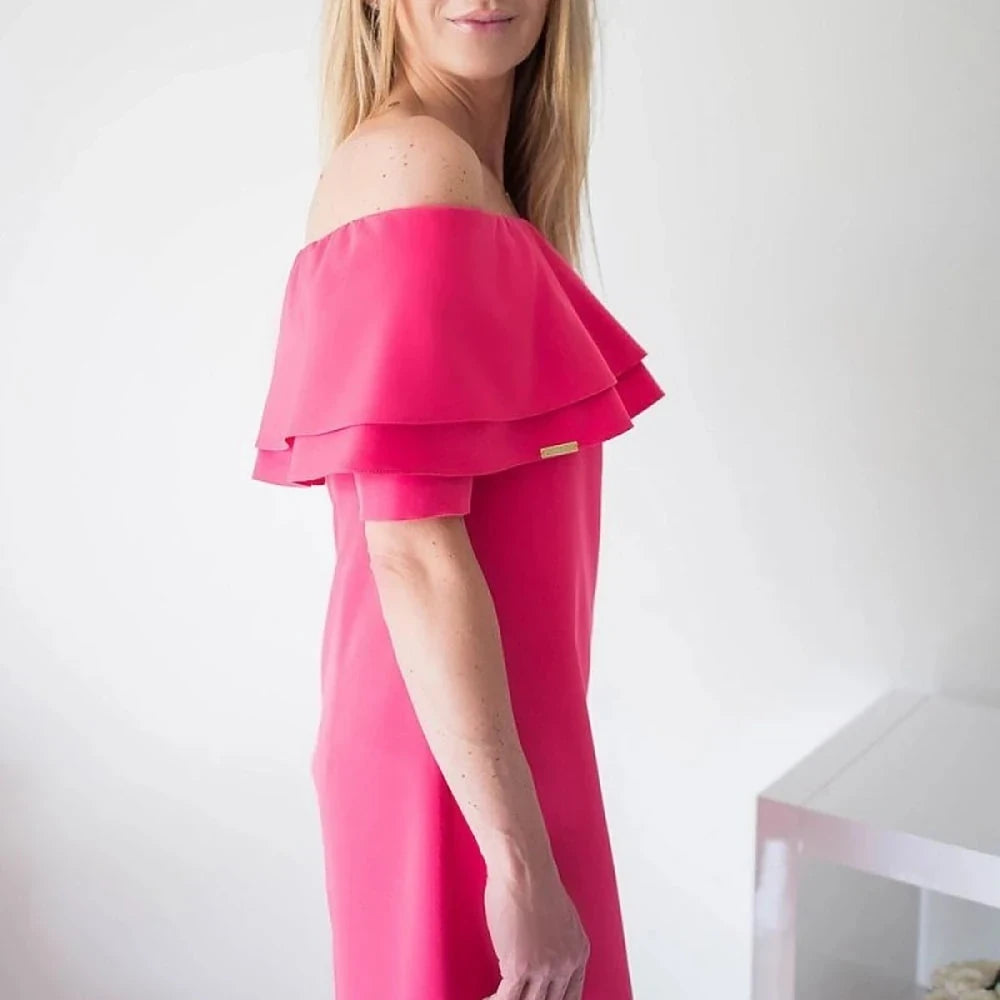 Spanish Neckline Short Sleeve Cocktail Dress