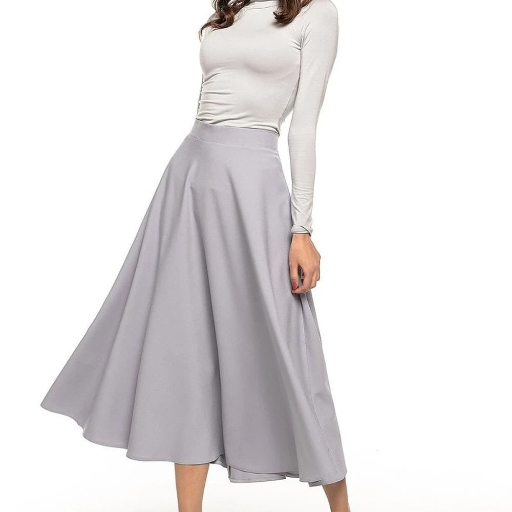 Midi Skirt with Belt and Zipper Detail