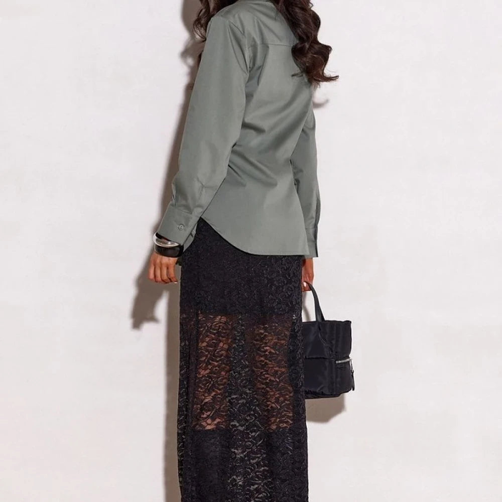 Cotton Blend Long Sleeve Shirt