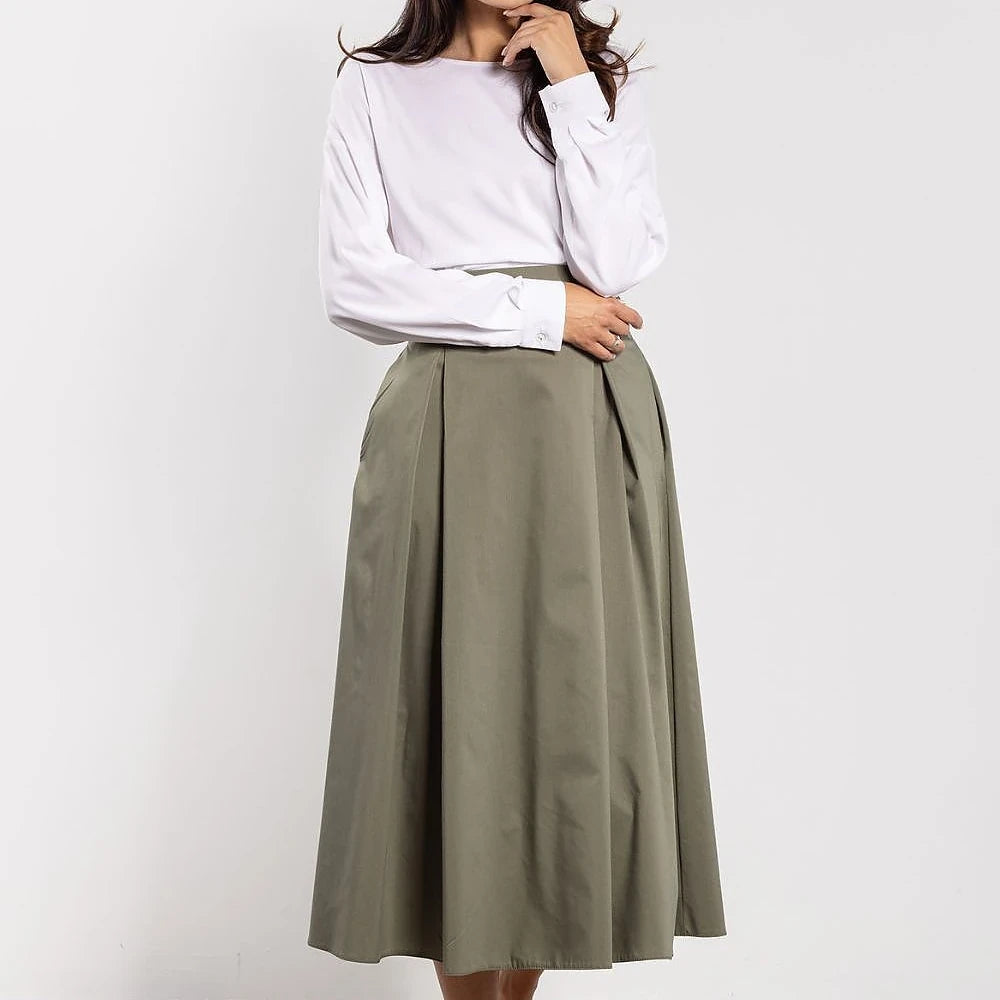 Midi Skirt with Tie Belt