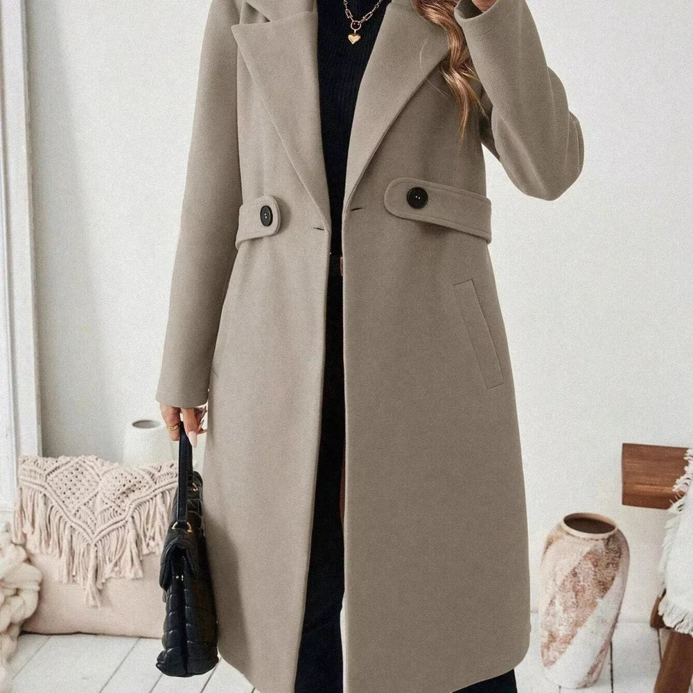 One Button Wool Blend Overcoat